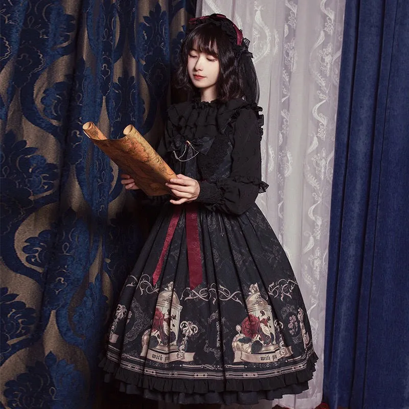 Embrace the Night: Dark Lolita Dress with a Rose Twist