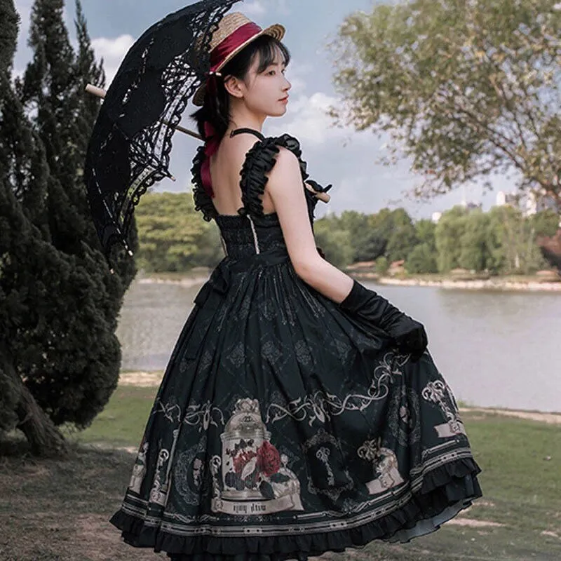 Embrace the Night: Dark Lolita Dress with a Rose Twist