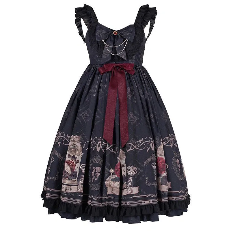 Embrace the Night: Dark Lolita Dress with a Rose Twist