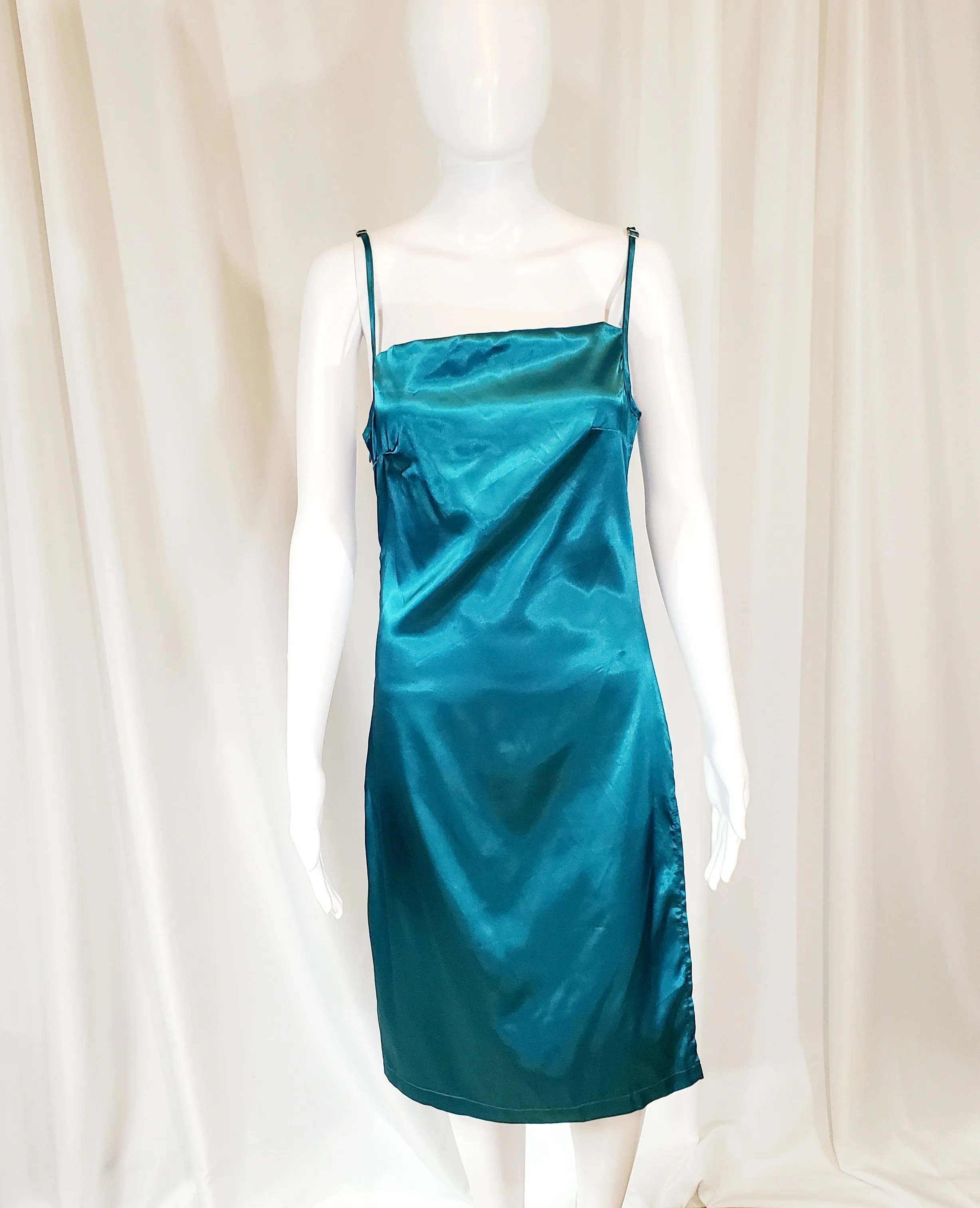 Emerald Satin Slip Dress