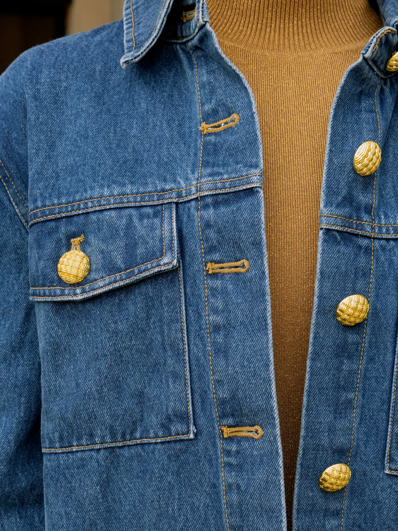 English Factory Denim Jacket With Gold Buttons