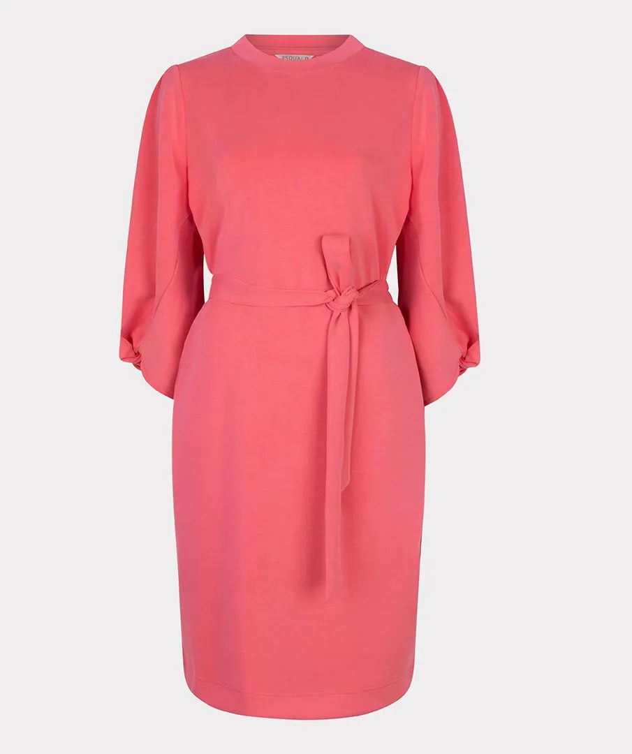 Esqualo Twisted Sleeve Modal Dress in Strawberry