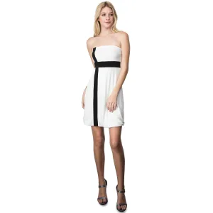 Evanese Women's Cross Color Block Strapless Tube Casual Cocktail Short Dress