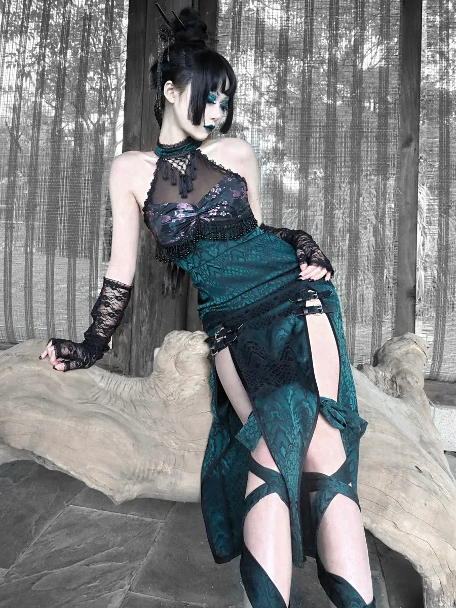 Evil Snake Qipao Style Slit Dress