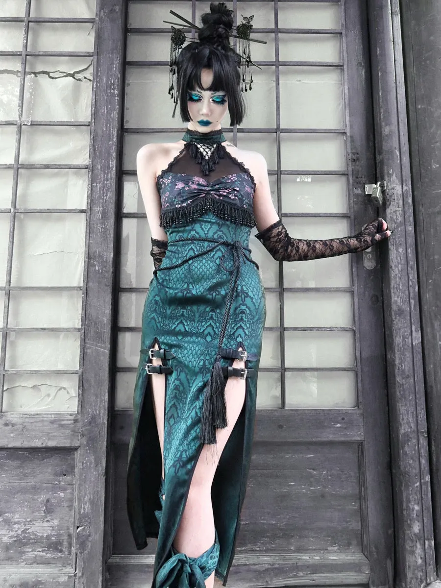 Evil Snake Qipao Style Slit Dress