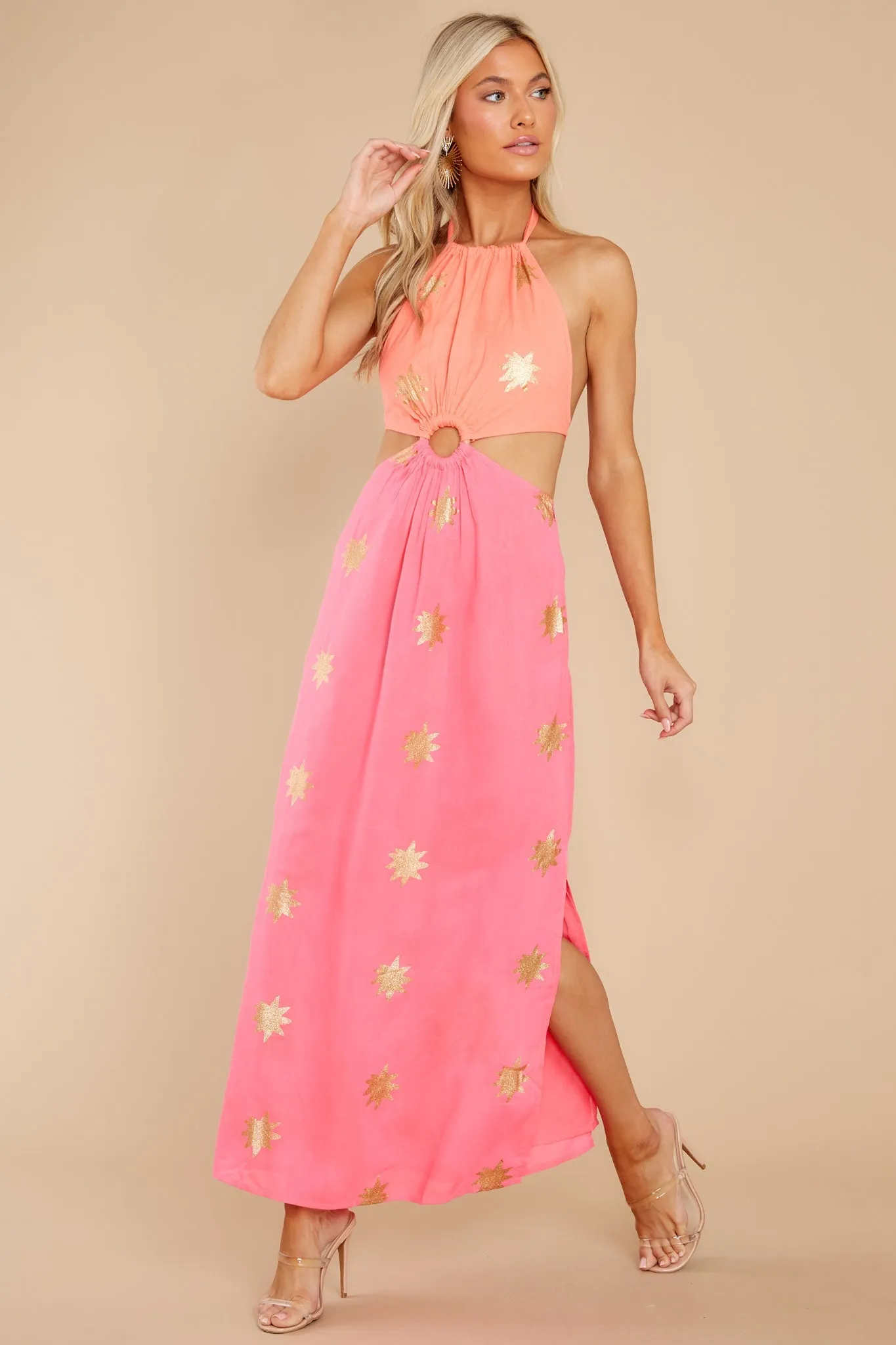 Filiza Orange And Pink Sun Glitter Dress