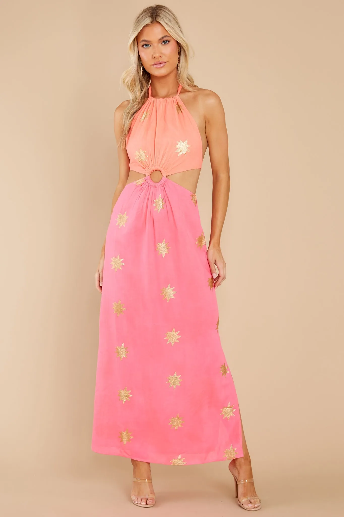 Filiza Orange And Pink Sun Glitter Dress