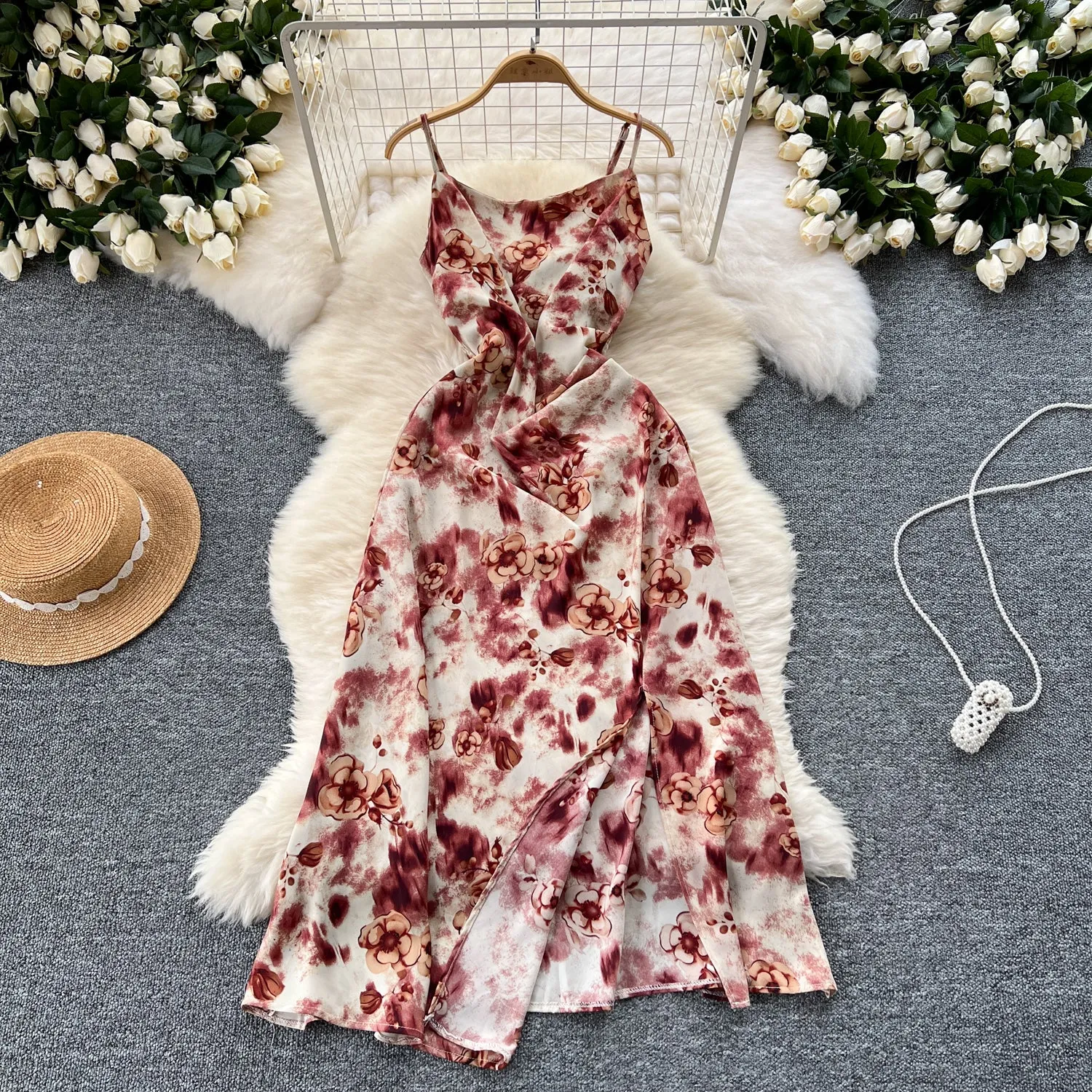 Floral Printed Split Chiffon Dress