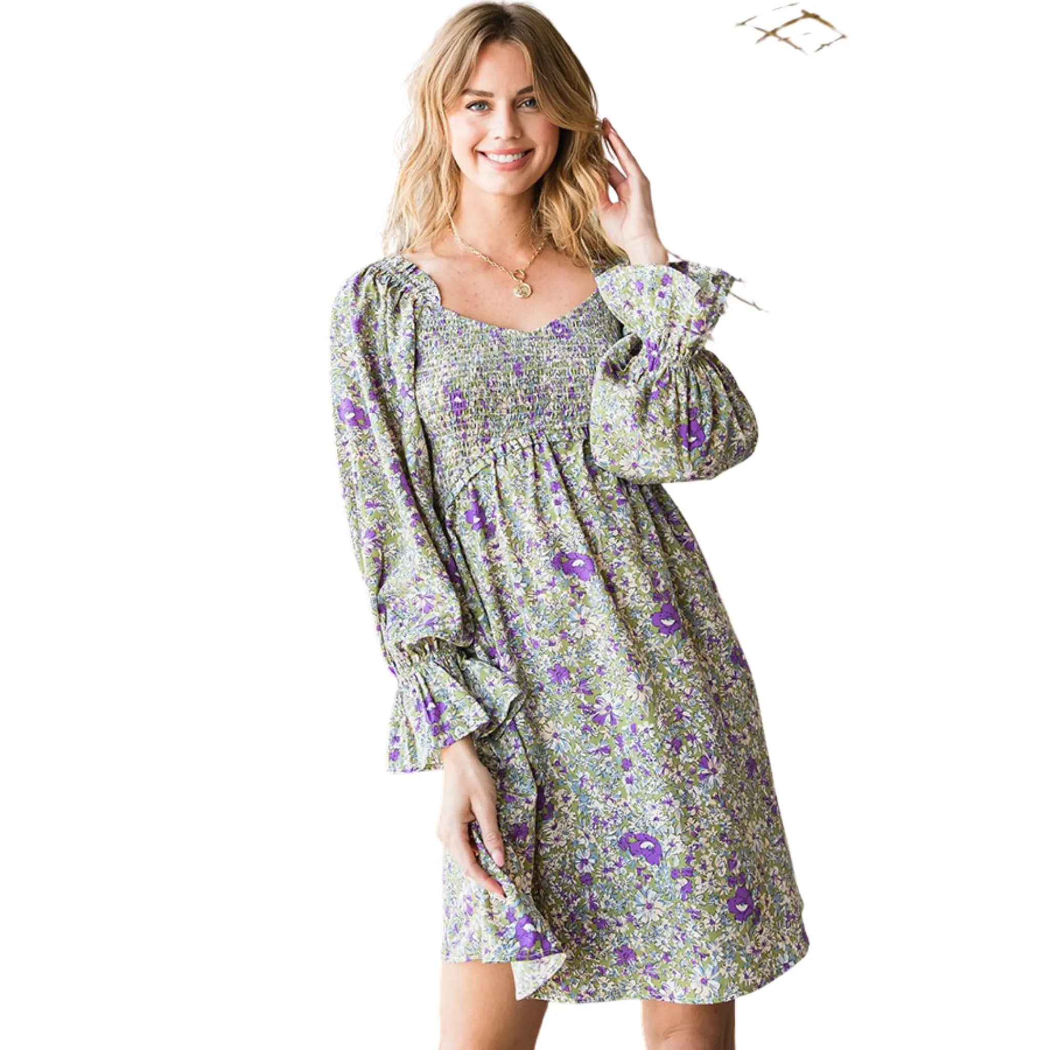 Floral Smocked Babydoll Dress