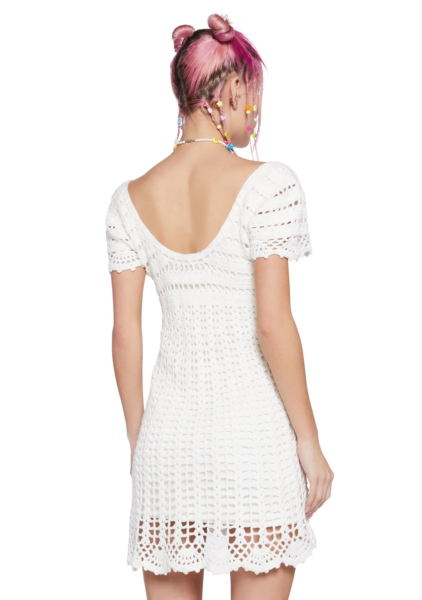 Found My Happy Crochet Dress - White