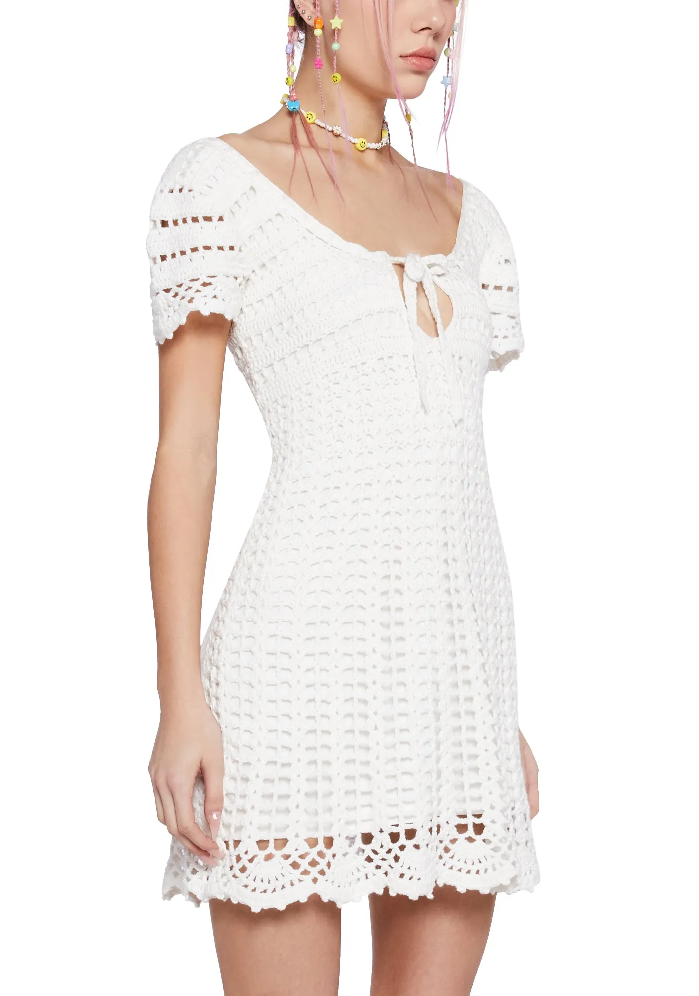 Found My Happy Crochet Dress - White