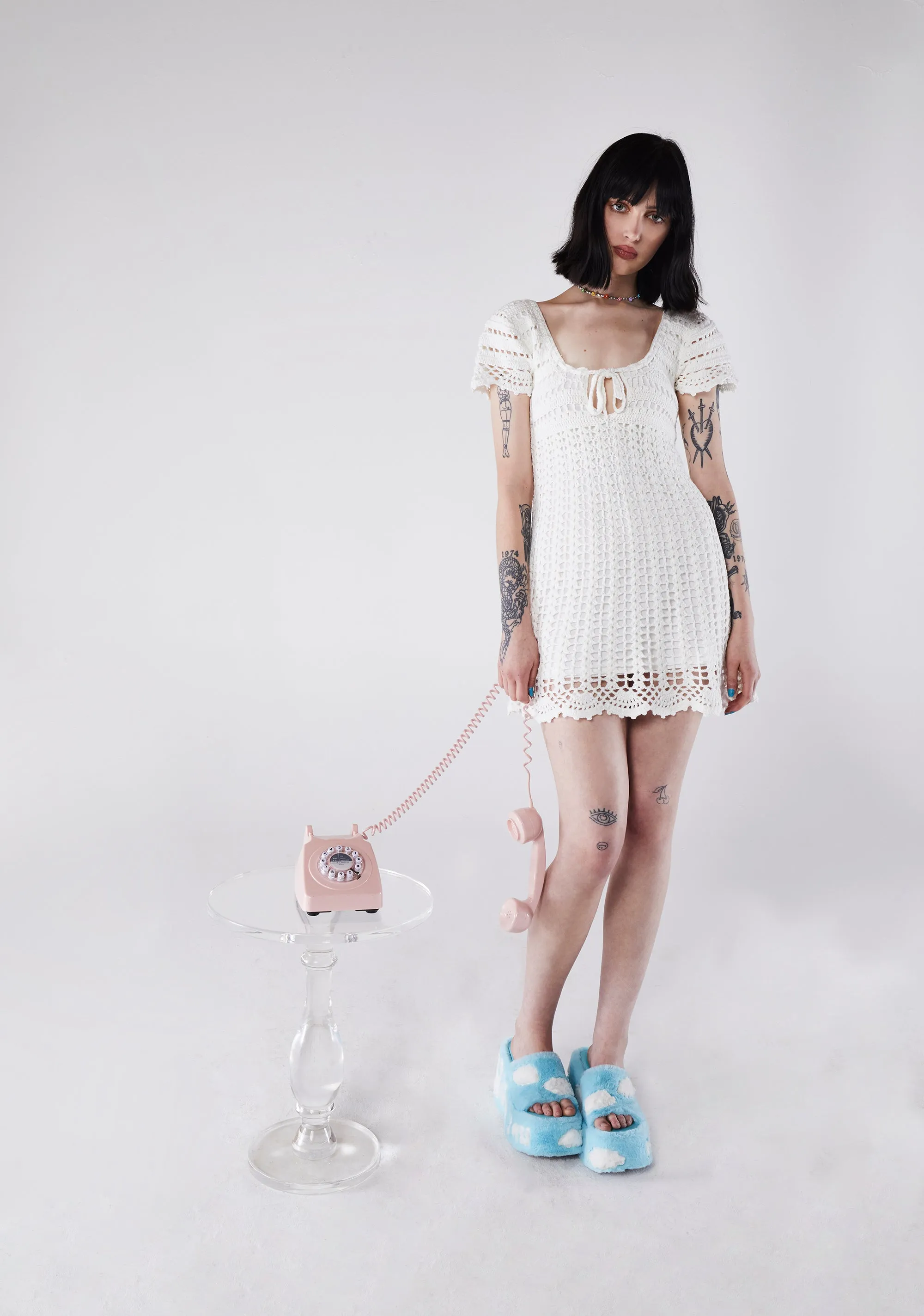 Found My Happy Crochet Dress - White