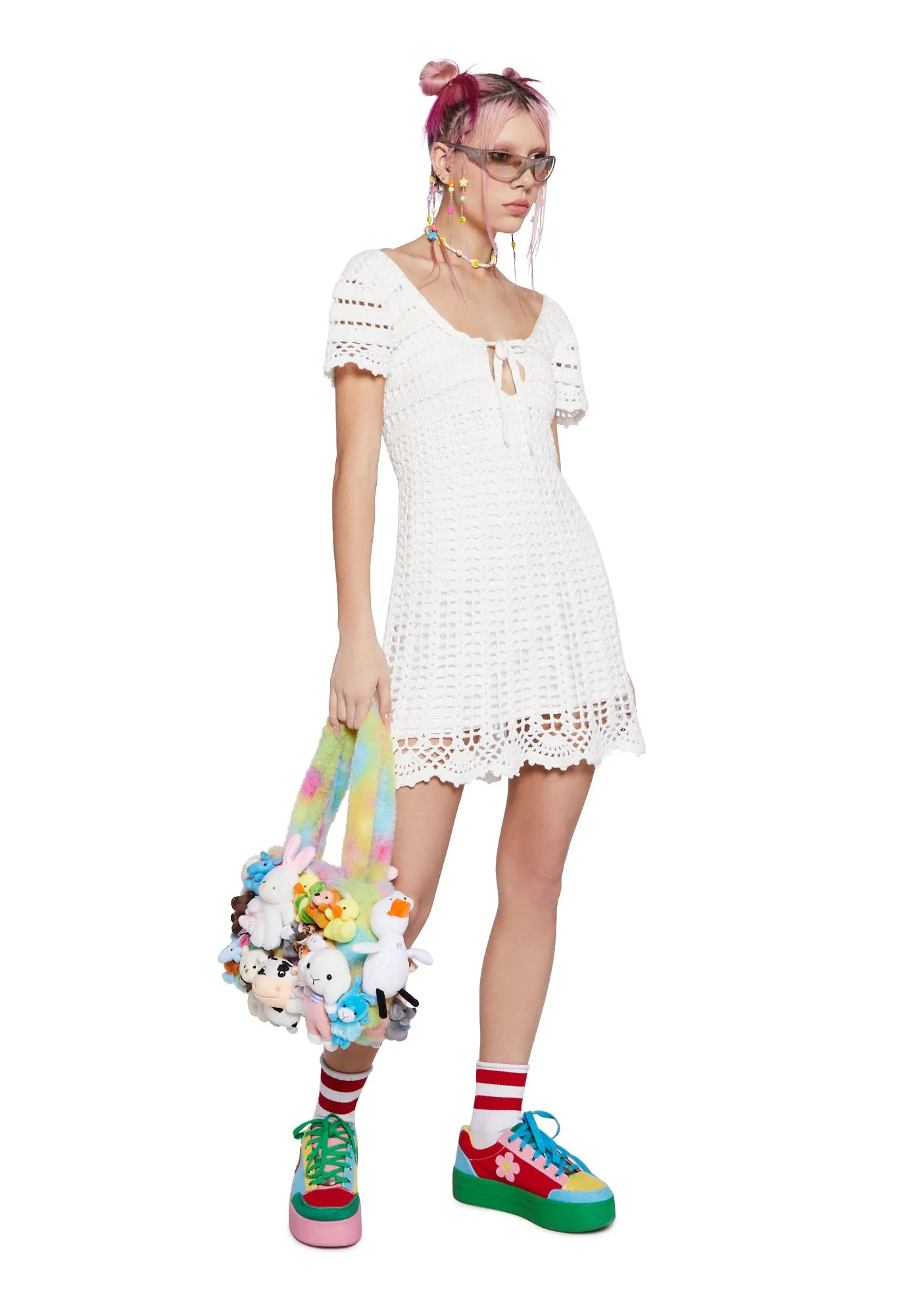 Found My Happy Crochet Dress - White