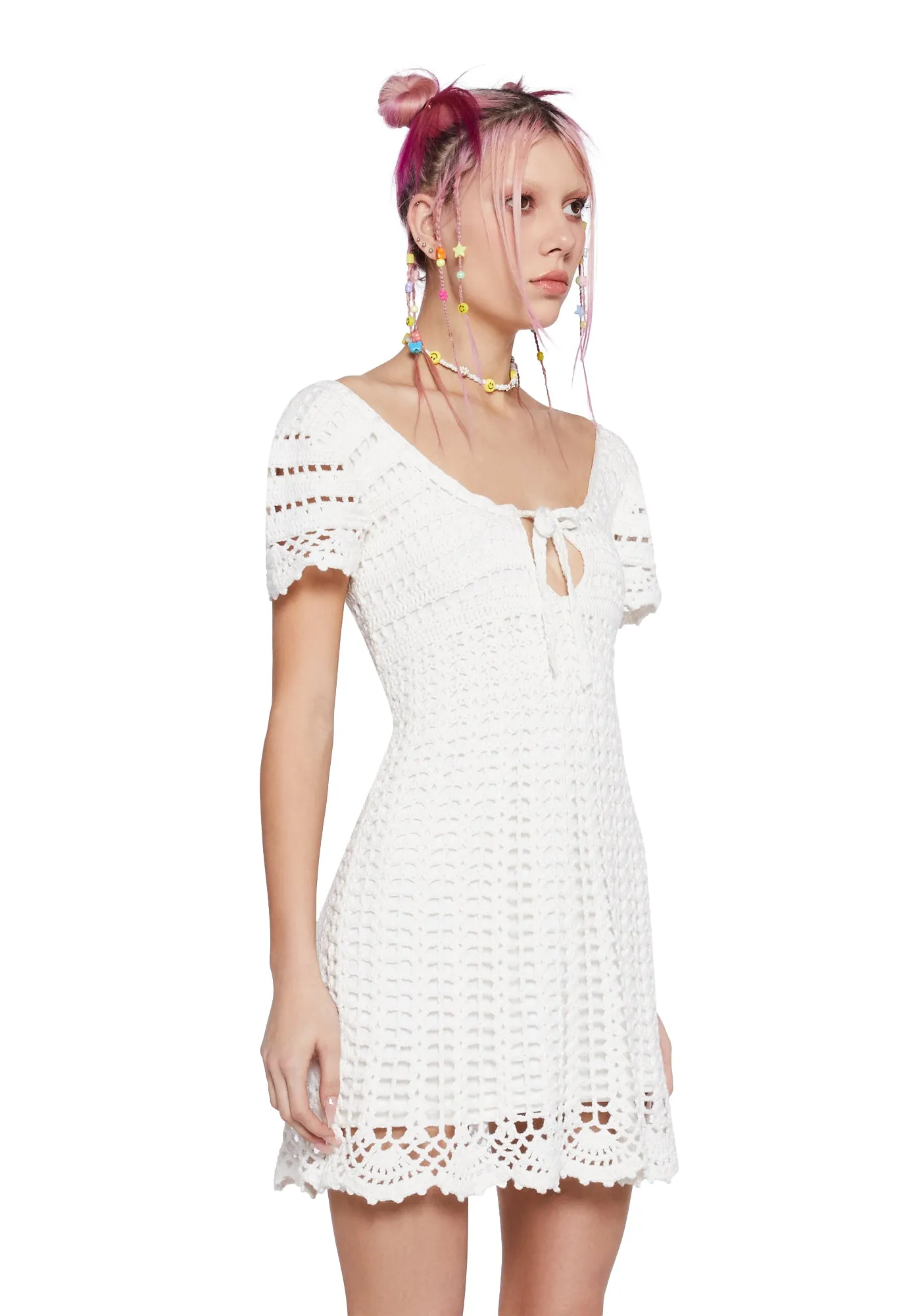 Found My Happy Crochet Dress - White