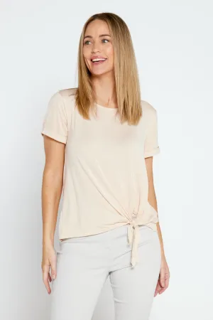 Front Tie Modal Tee - Cream