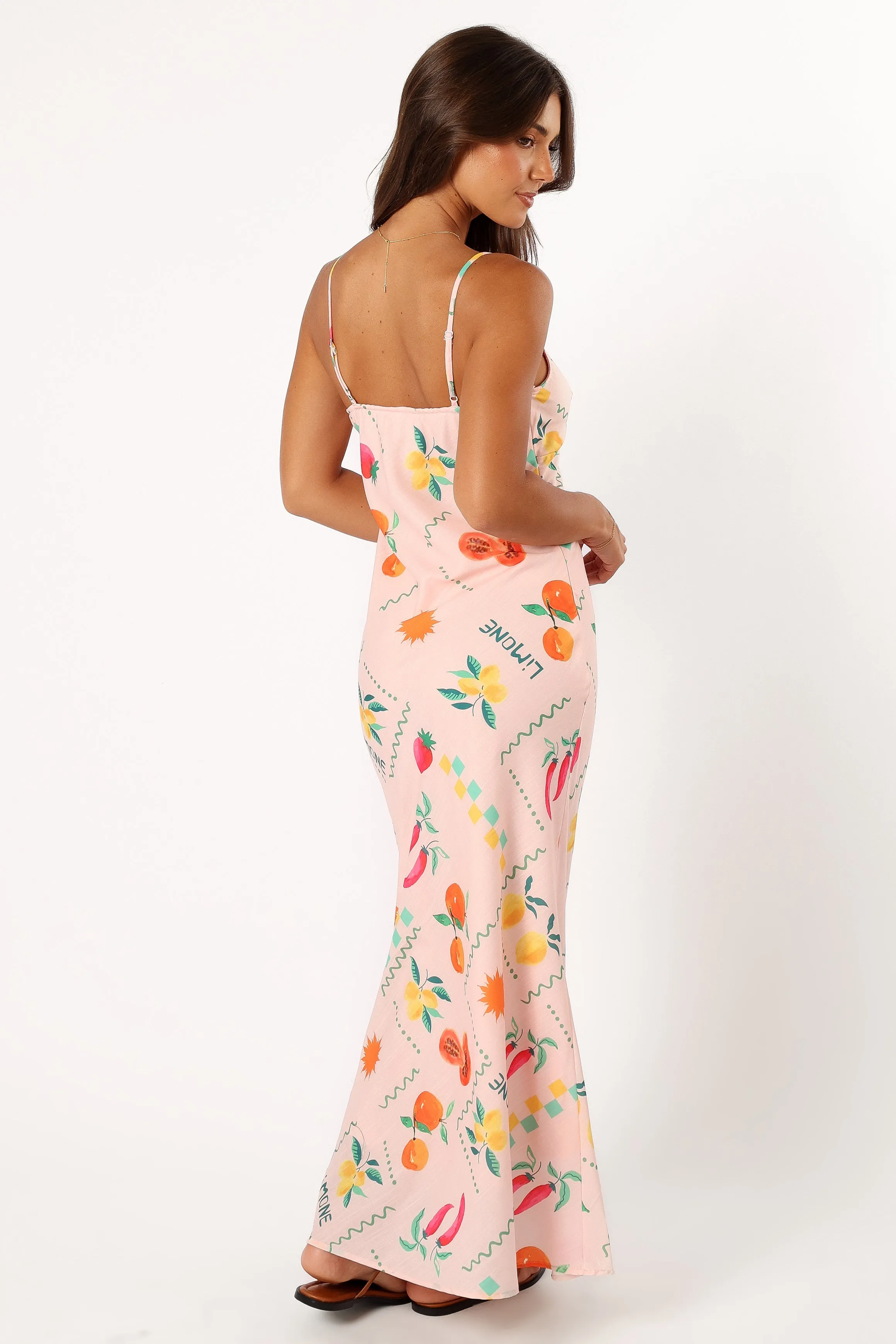 Frutti Maxi Slip Dress - Peach