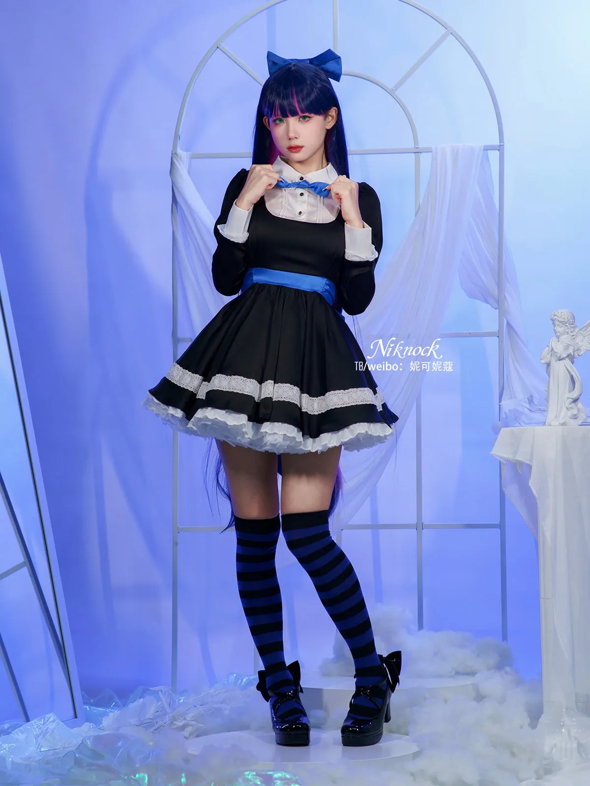 Garter stockings angel cos black dress