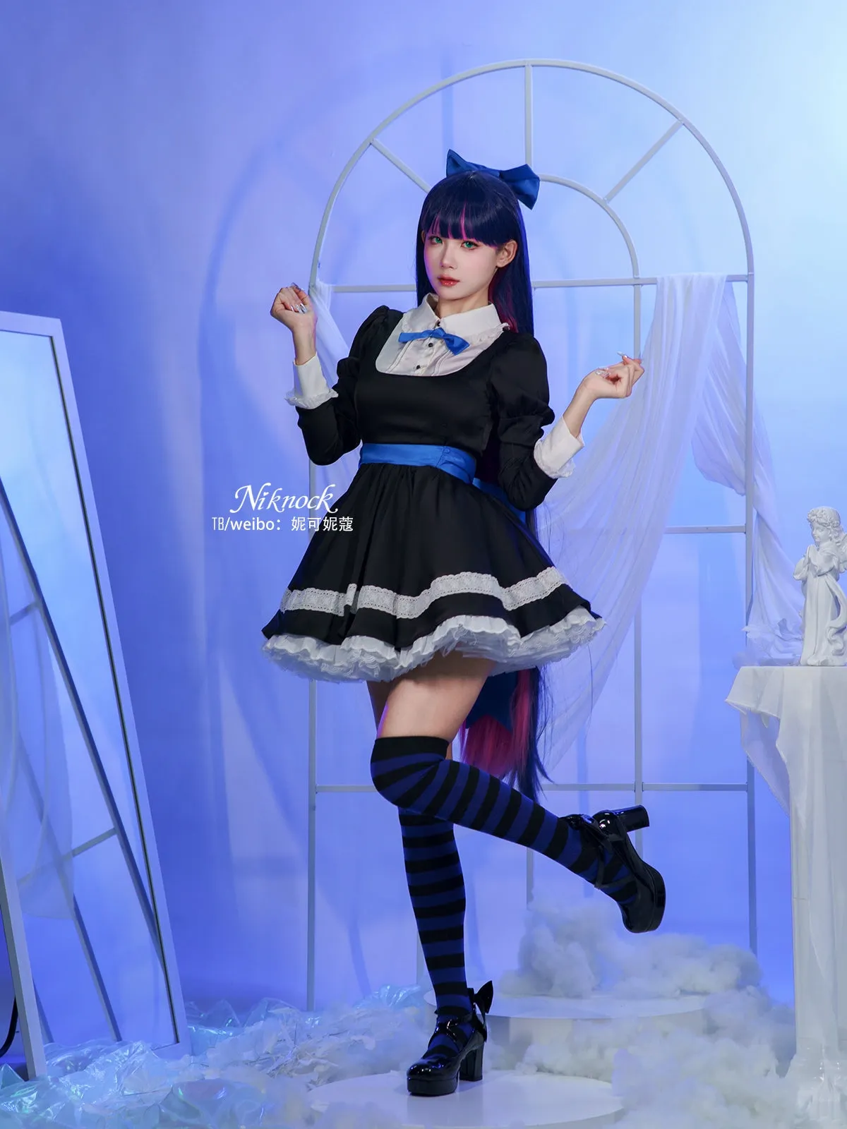 Garter stockings angel cos black dress