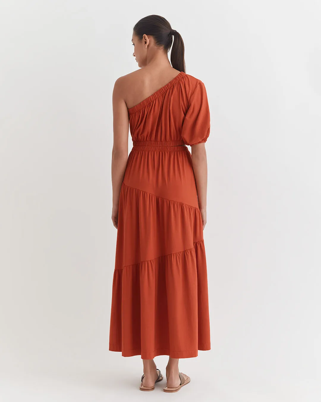 Gathered One Shoulder Dress