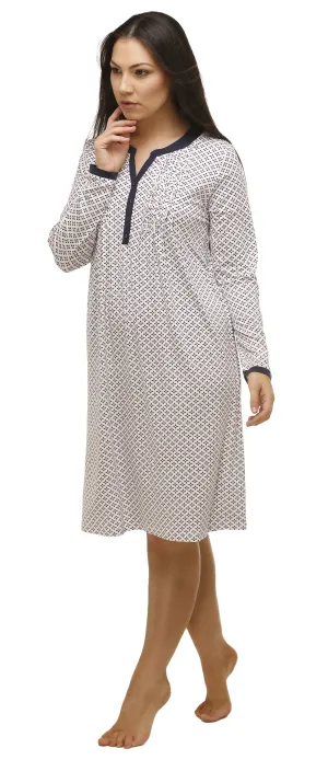 Geo Tile Long Sleeve Ruffle Dress