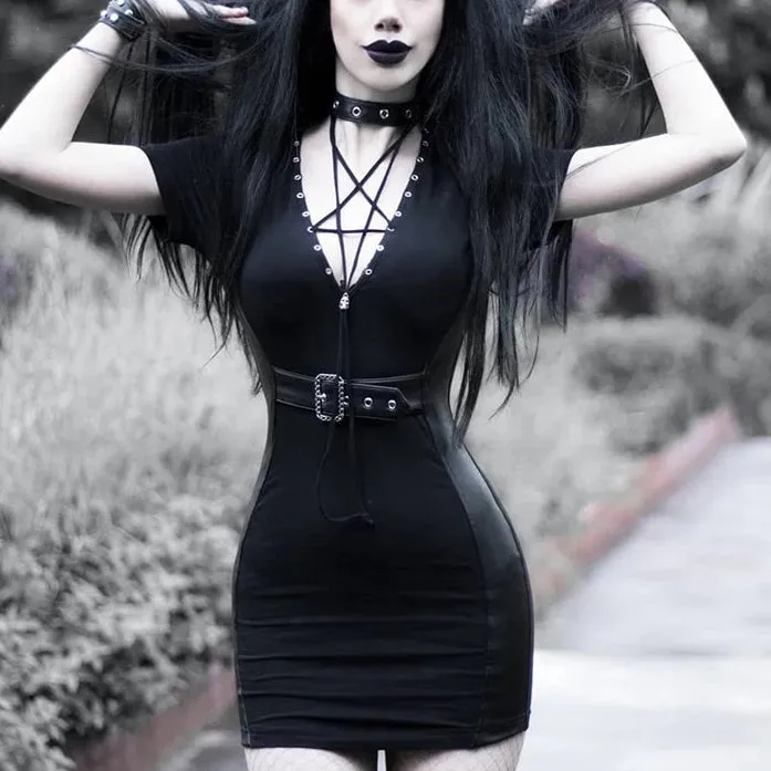 Goth Dark Black Grunge Punk Gothic Pentagram Dress