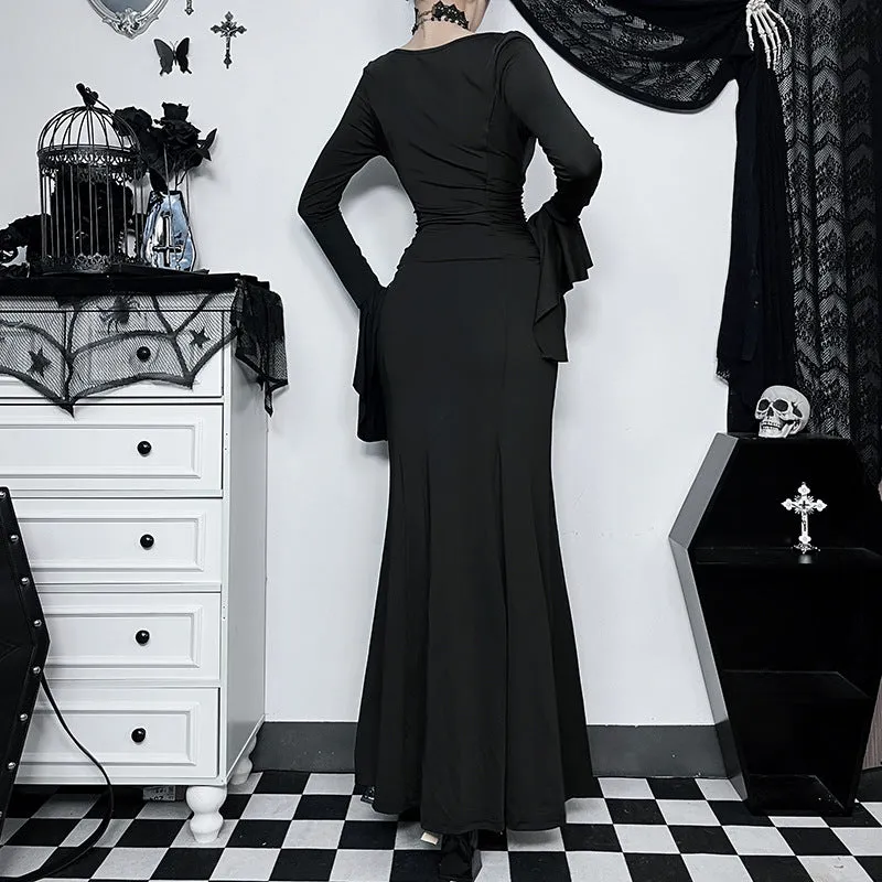 Gothic Christmas Nun temperament elegant Adams Family heroine Tis fishtail dress Slim Long Dresses