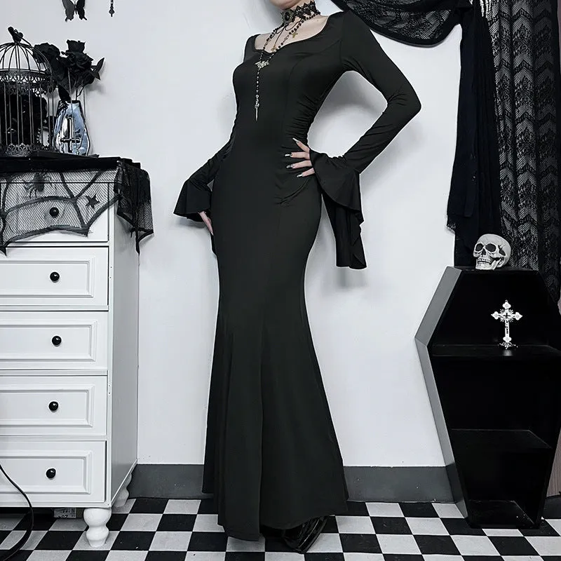 Gothic Christmas Nun temperament elegant Adams Family heroine Tis fishtail dress Slim Long Dresses