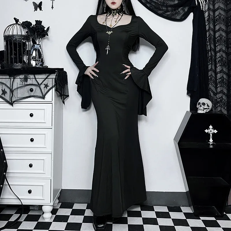 Gothic Christmas Nun temperament elegant Adams Family heroine Tis fishtail dress Slim Long Dresses