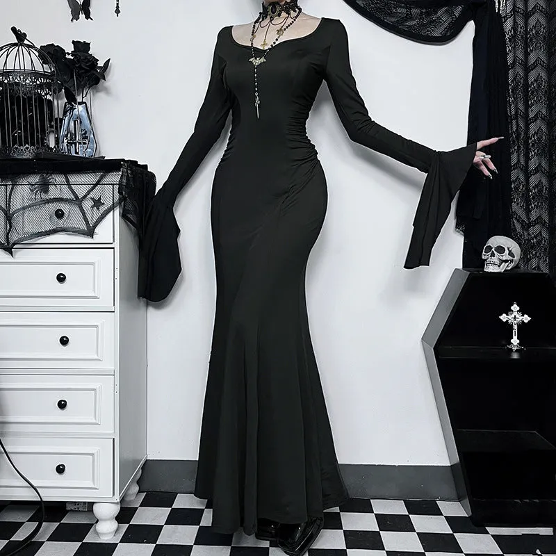 Gothic Christmas Nun temperament elegant Adams Family heroine Tis fishtail dress Slim Long Dresses