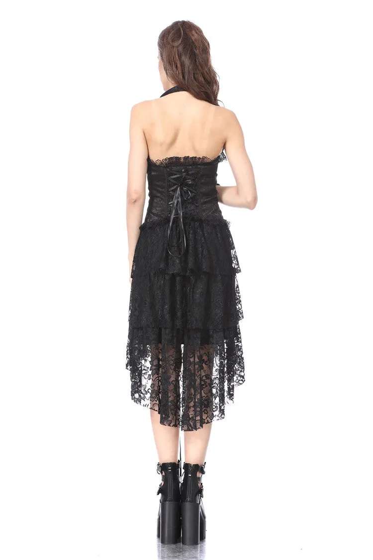 Gothic corset dress with lace cocktail hem DW162BK