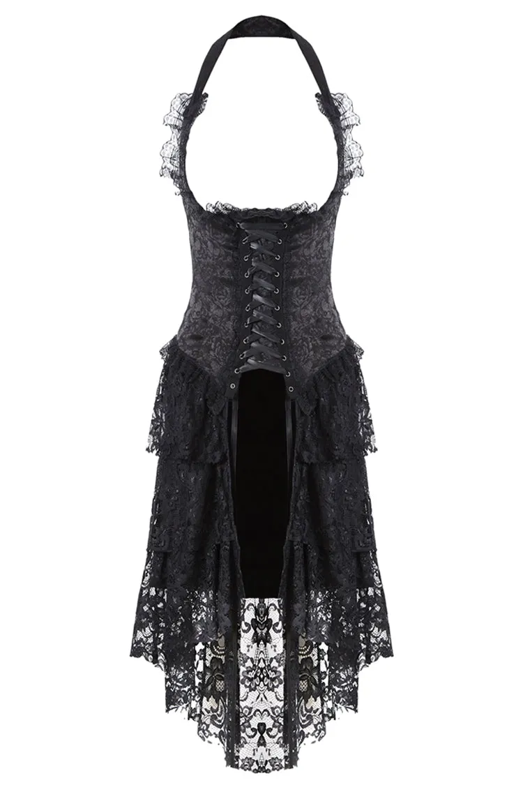 Gothic corset dress with lace cocktail hem DW162BK