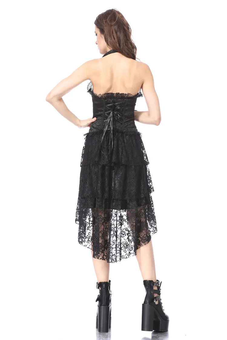 Gothic corset dress with lace cocktail hem DW162BK