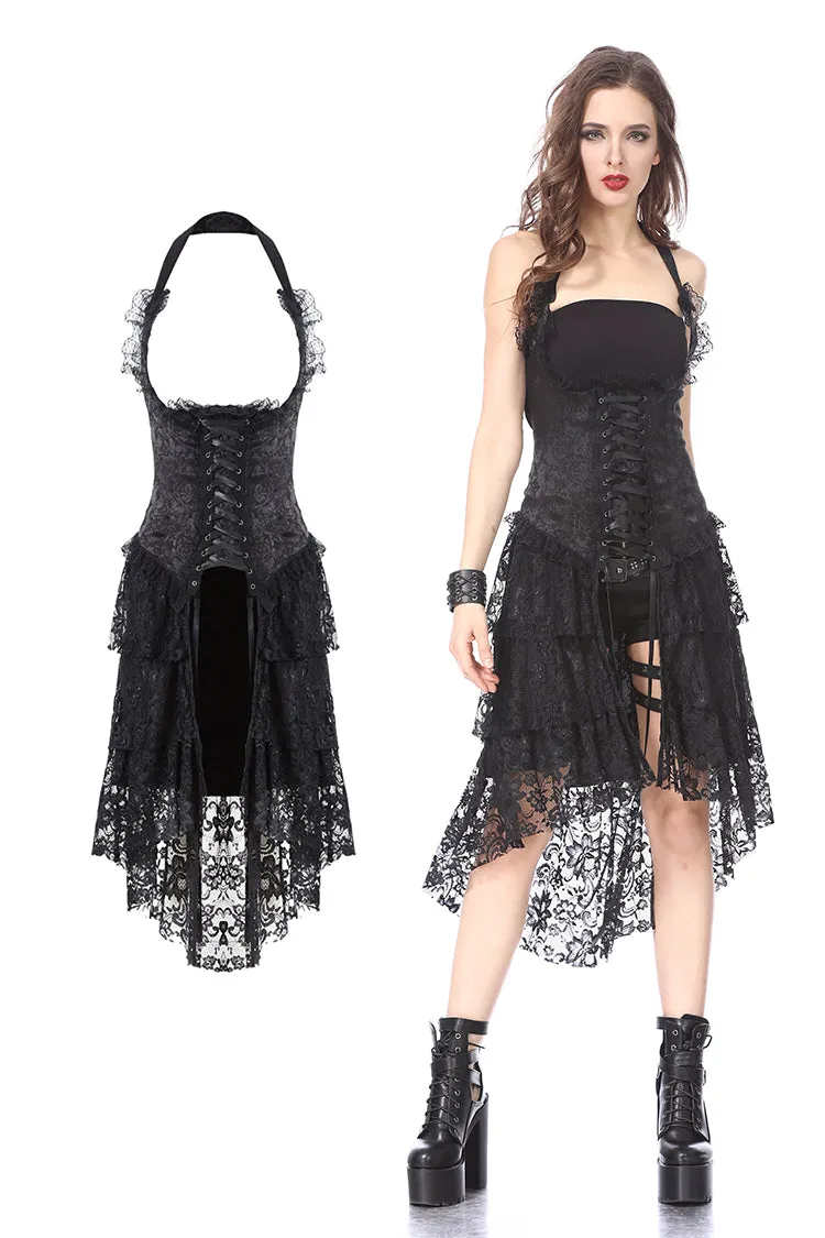 Gothic corset dress with lace cocktail hem DW162BK