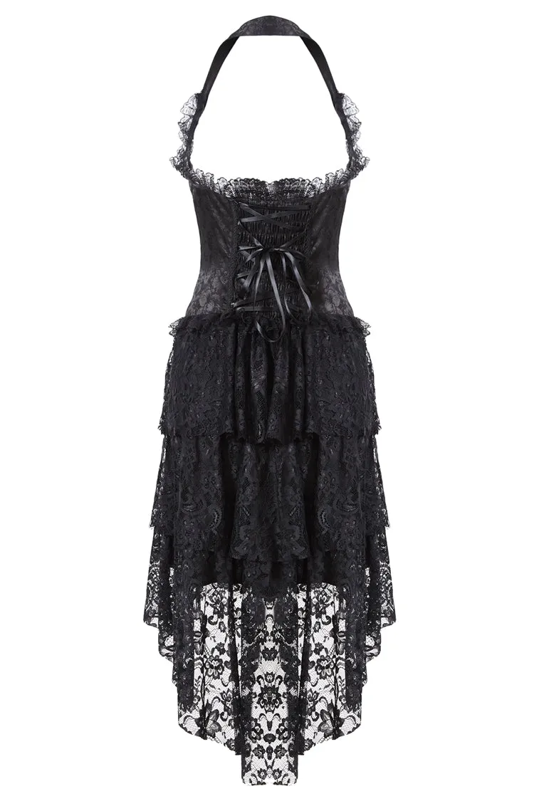 Gothic corset dress with lace cocktail hem DW162BK