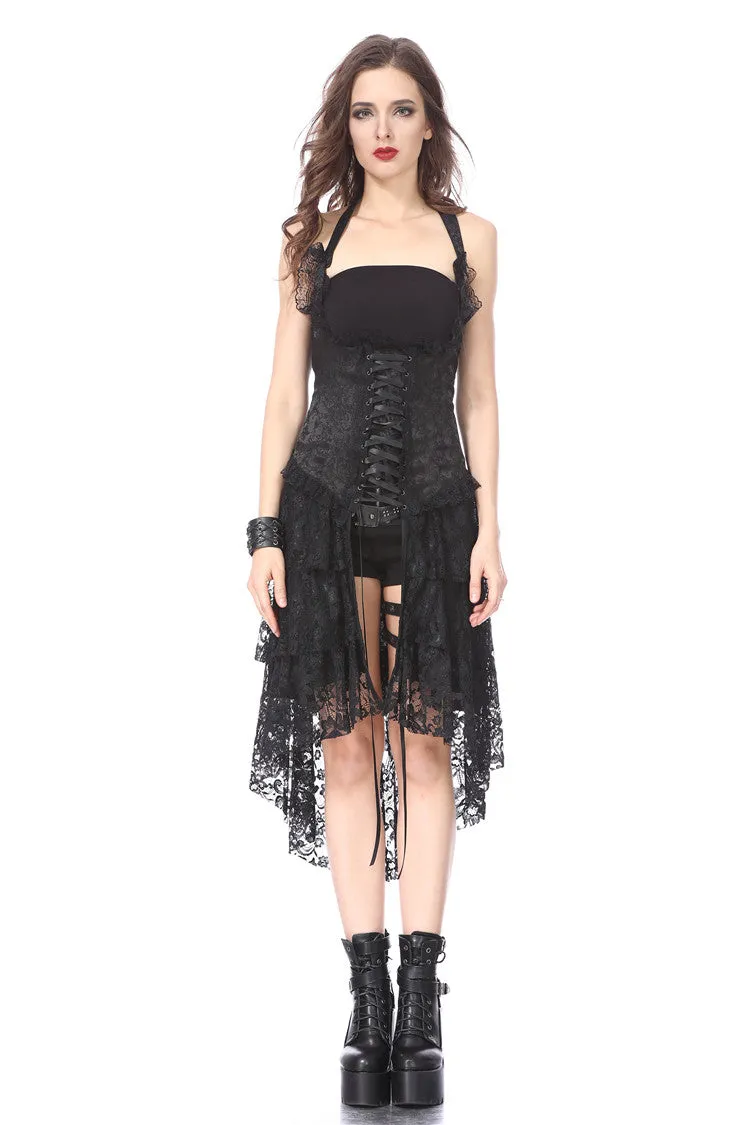 Gothic corset dress with lace cocktail hem DW162BK