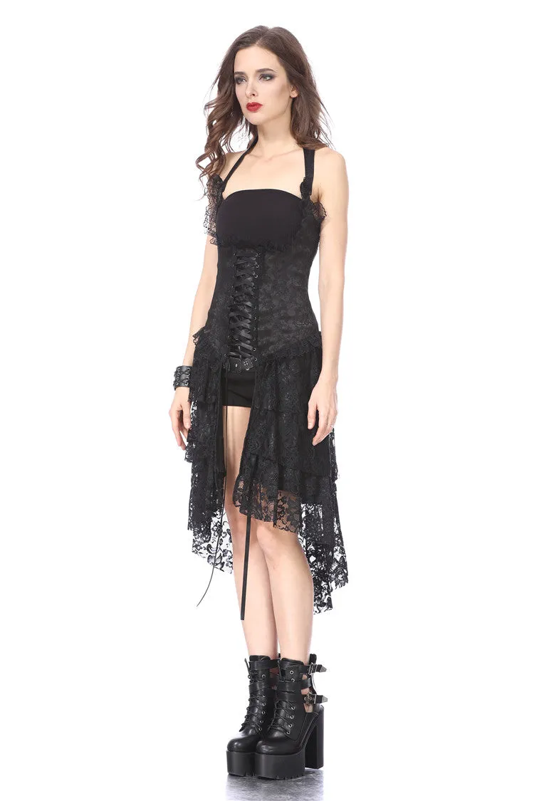 Gothic corset dress with lace cocktail hem DW162BK