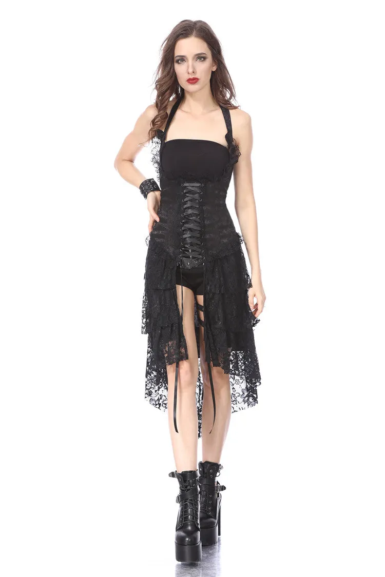 Gothic corset dress with lace cocktail hem DW162BK