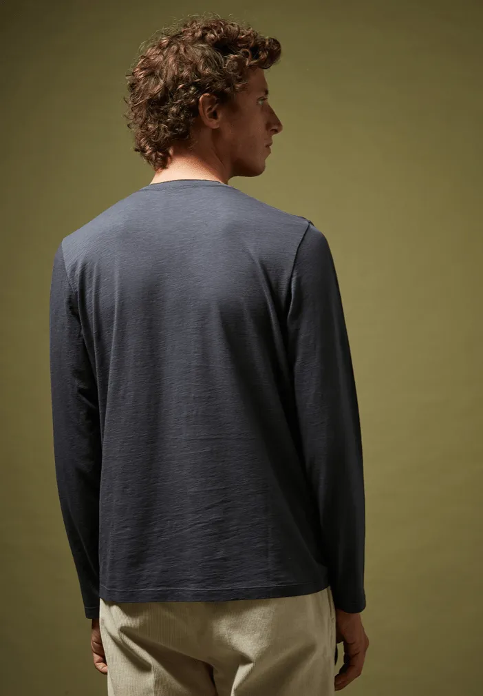 Hartford Cotton Henley T-shirt in Navy