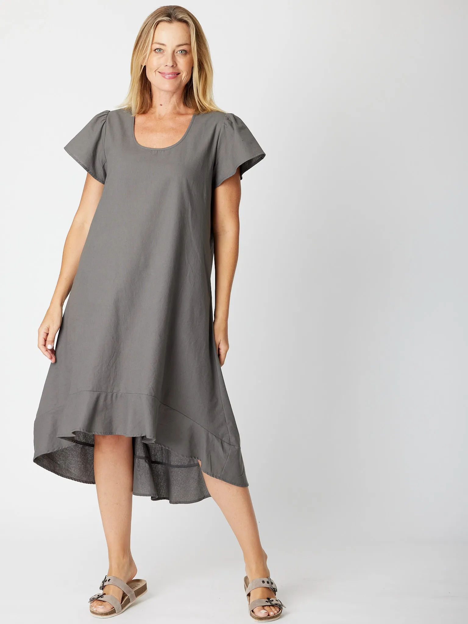 Ho Chi Minh Ruffle Dress - 30613 -Steel