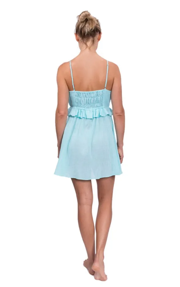 Isabelle Babydoll Nightgown - Aquamarine Crinkle