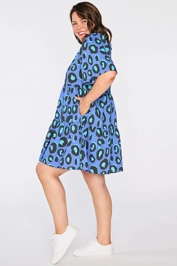 Isadora Electric Blue Leopard Dress