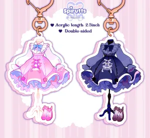 KEYCHAIN(S) - EGL Lolita dresses! - Double-sided acrylic/Heart-shaped RoseGold Chain/Charm