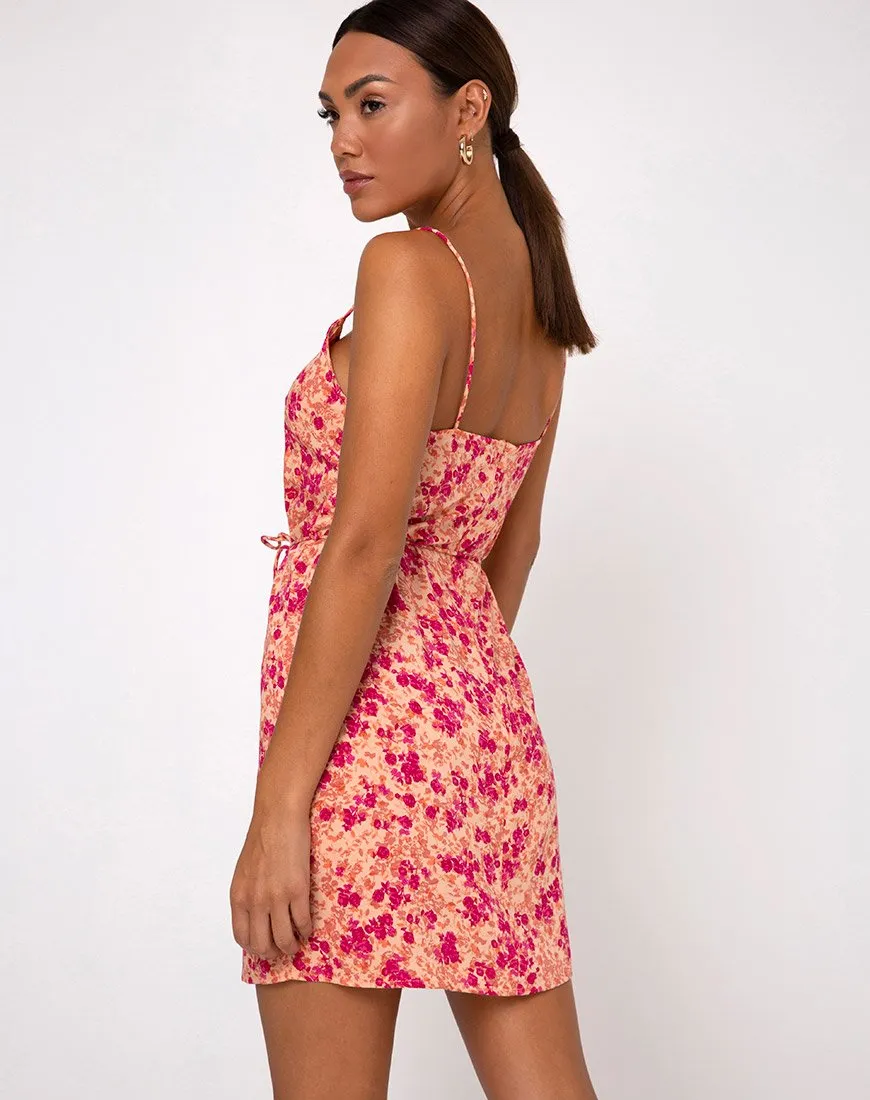 Kinley Slip Dress in Dark Wild Flower Cantaloupe