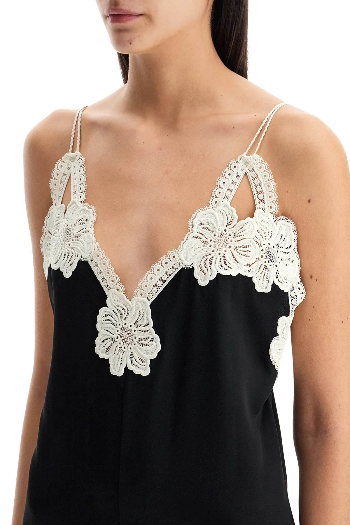 Lace-Trimmed Satin Slip Dress