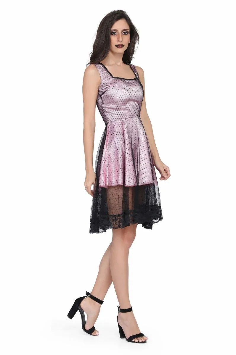 Ladies Pink and Black mesh gothic dress