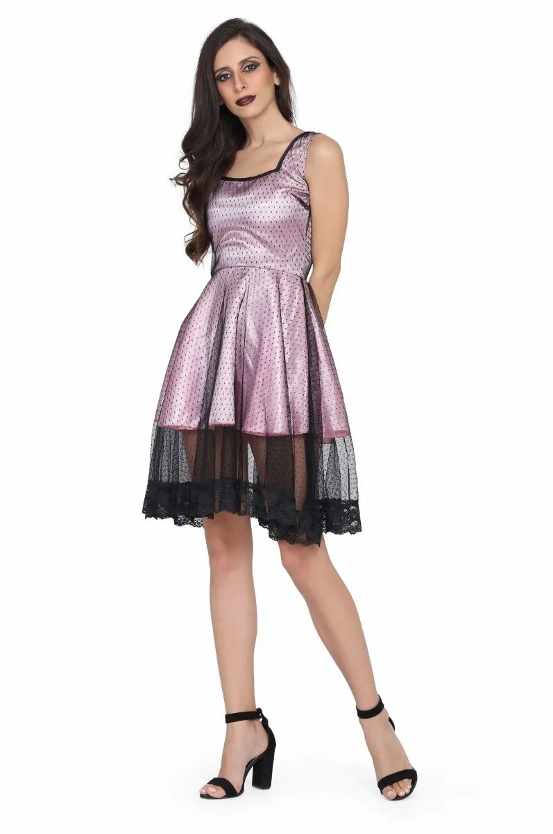 Ladies Pink and Black mesh gothic dress