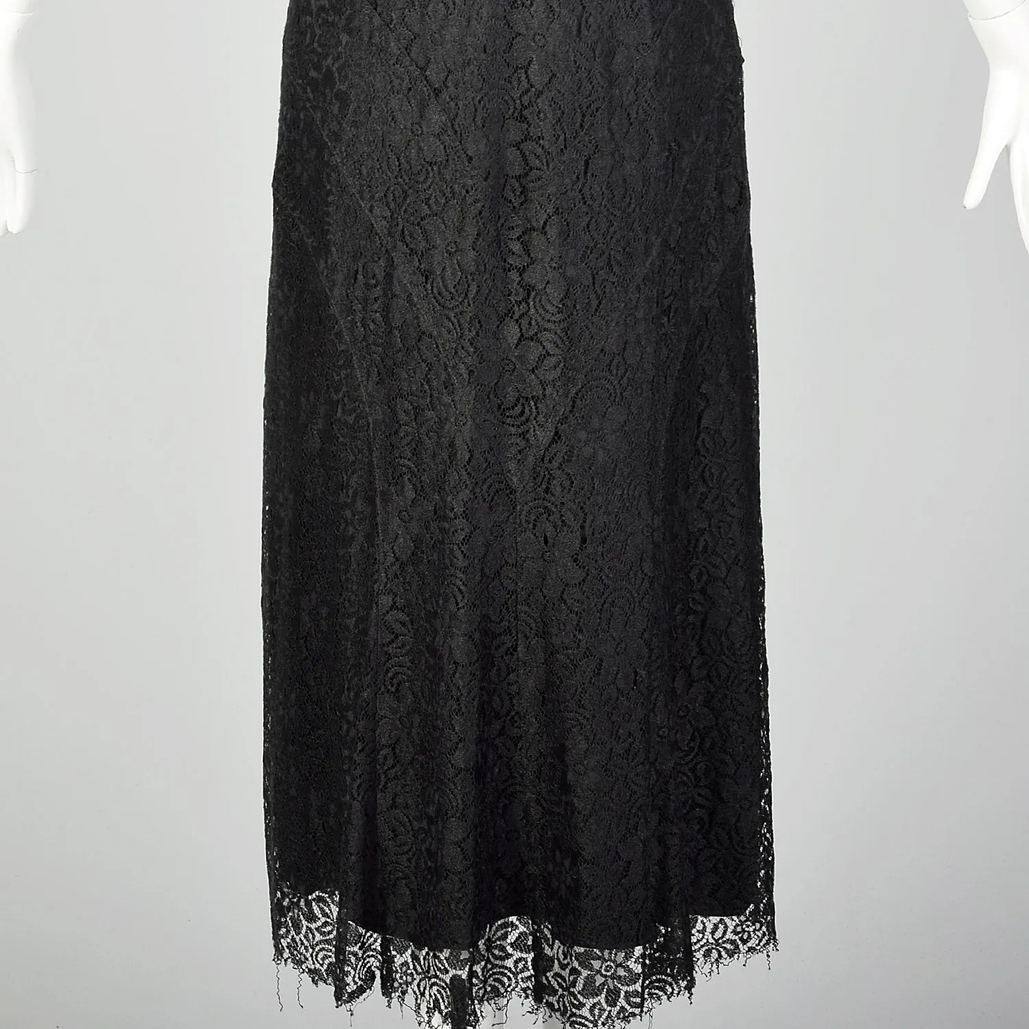 Large 1930s Black Lace Dress