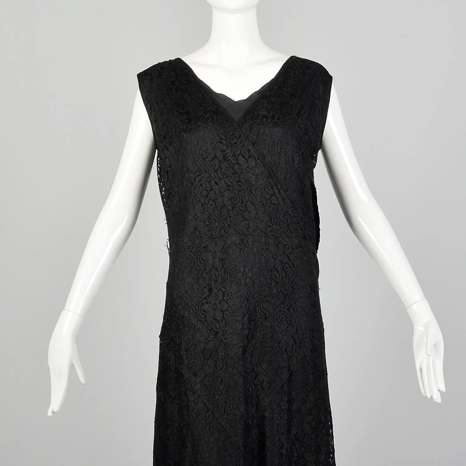 Large 1930s Black Lace Dress