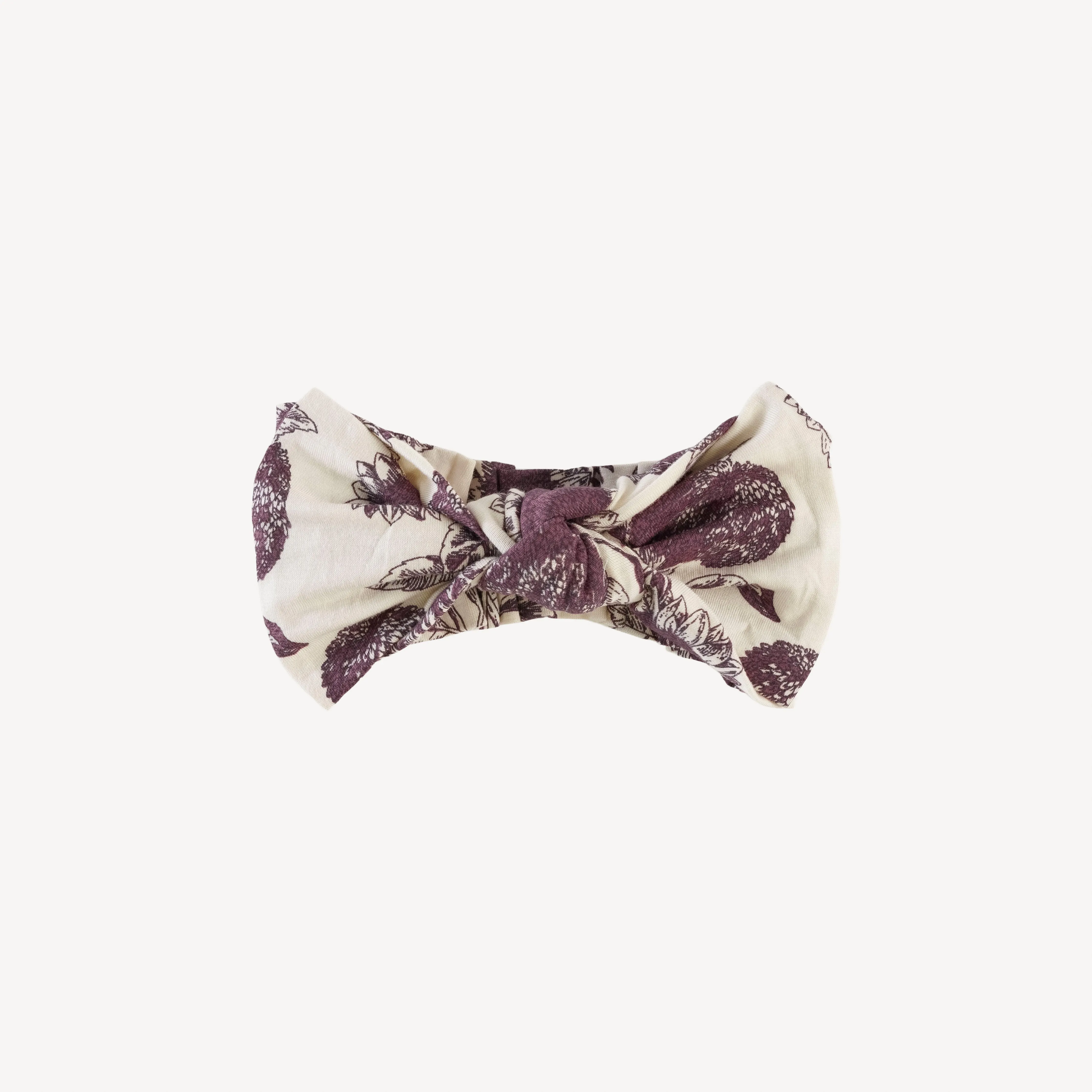 large bow elastic headband | eggplant sunflower | lenzing modal