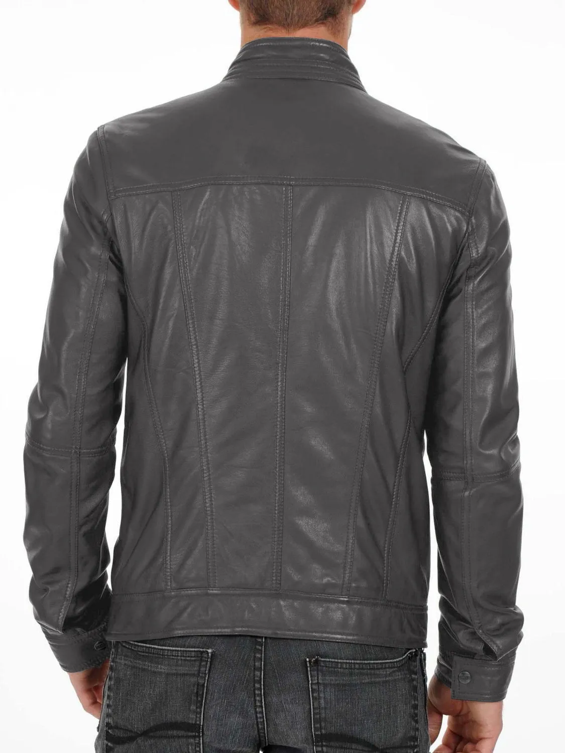 Leather Jackets Hub Mens Genuine Lambskin Leather Jacket (Black, Classic Jacket) - 1501125